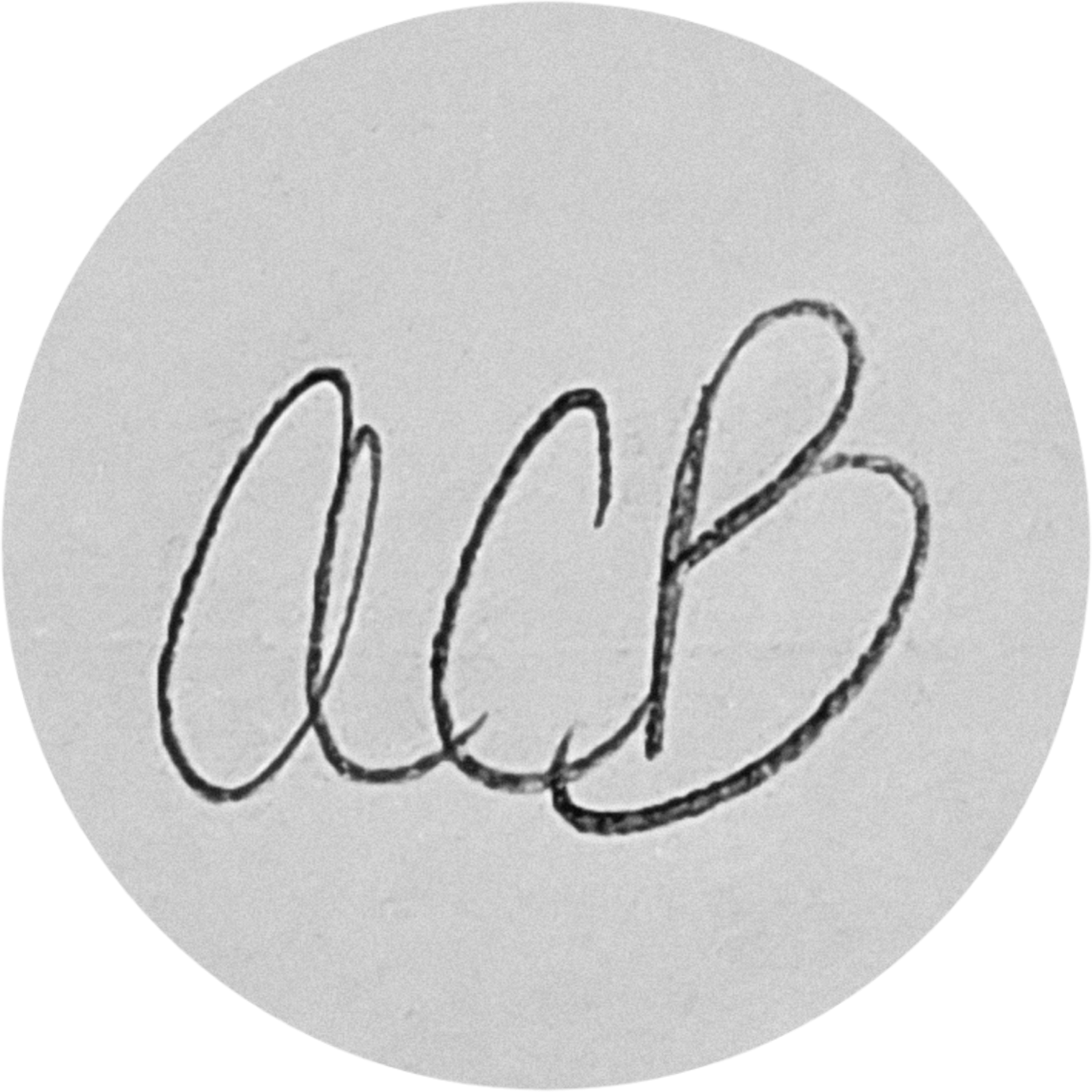 Alia Benitez logo, consisting of her initials 'A-C-B'