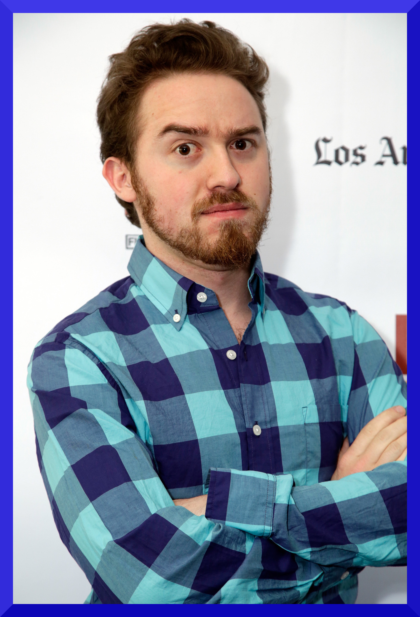Pictured here is Alex Hirsch. This photo of him has a blue border around it.